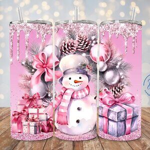 Christmas Tumbler, Holiday Winter Cup, Cute Snowman Gift For Her